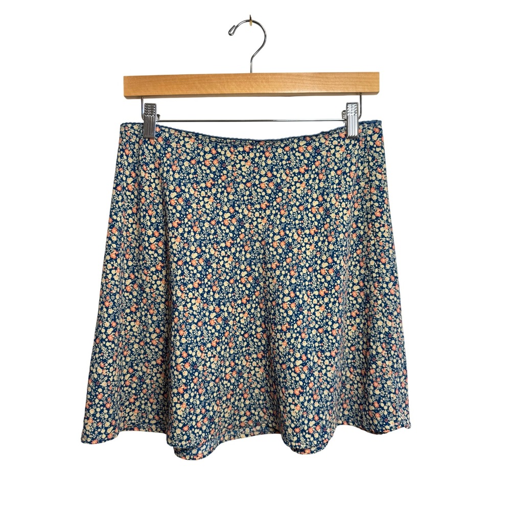 Originality Women's Size Large Blue Ditsy Floral Mini Skirt Made in USA